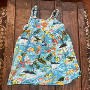 Aloha Republic tropical dress sleeveless Fish Turtles Hawaiian Made In Hawaii 2T